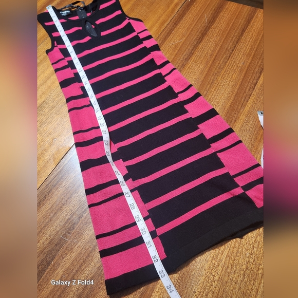 BEBE Black and Pink Striped Sleeveless Dress Sz.Small - Picture 11 of 12